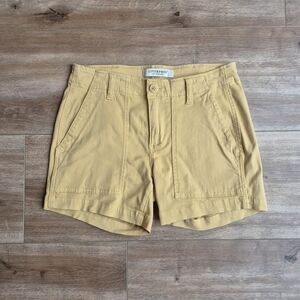 Liverpool Womens Flap Pocket Utility Light Mustard Yellow Cargo Shorts Size 2/26